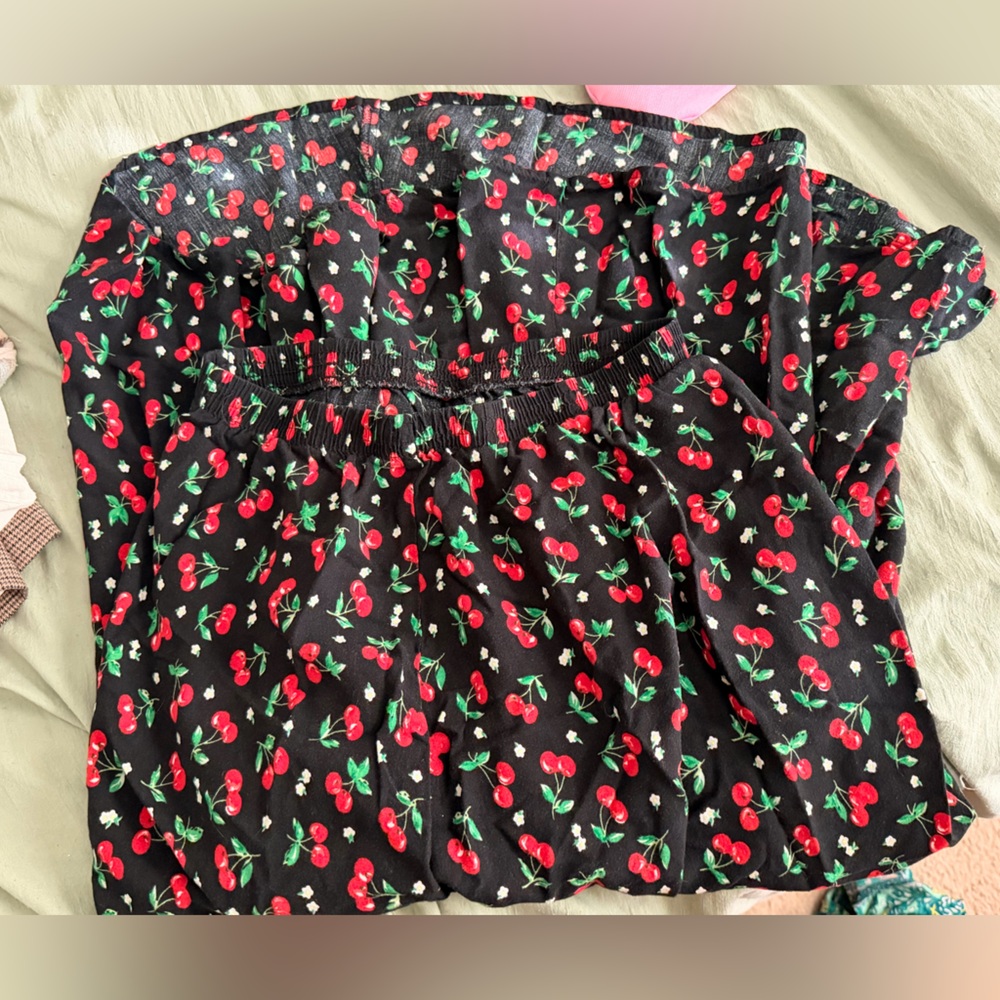 Cherry Print Black skirt